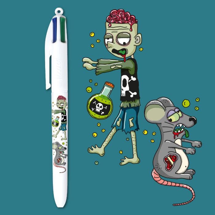 Lot De 4 Stylos Multicolores à Motifs Halloween - 4 Couleurs Dans 1 Stylo - Pour école, Bureau, Cadeau - 8
