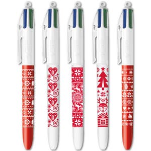 Lot De 4 Stylos Gel Effaçables Noël + 8 Marque-pages - Pointe 0.4 Mm, Encre Thermique Bleue | Pour Enfants, école, Cadeau