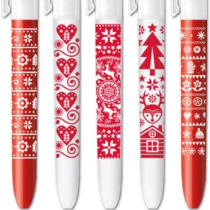 24 Stylos à Bille De Noël - Motifs Père Noël, Bonhomme De Neige - Lot Calendrier De L'Avent - Cadeaux