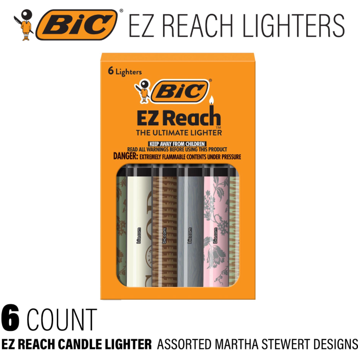 BIC EZ Reach Martha Stewart Lighter, 6-Pack - BIC