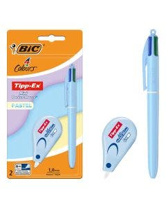 BIC 4 Couleurs Pastel et Tipp-Ex Mini Pocket Mouse Pastel