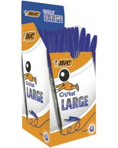 BIC Cristal Large Bolígrafos Punta Ancha (1,6 mm) - Azul, Caja de 50 Unidades, para escritura suave, ideal para oficinas