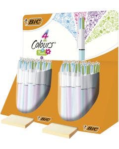 BIC 4 Colores Fun Bolígrafos Retráctiles de Punta Media (1,0 mm) - Colores de Cuerpo y Tinta Modernos, Expositores con 40 Uds