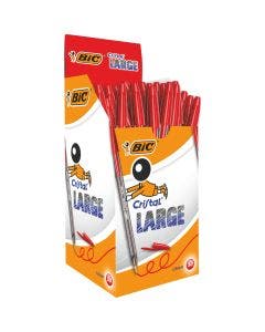 BIC Cristal Large Bolígrafos Punta Ancha (1,6 mm) - Rojo, Caja de 50 Unidades, para escritura suave, ideal para oficinas