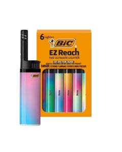 BIC EZ Reach Lighters, Ultimate Long Neck Lighter, Gradient Designs, 6-Pack