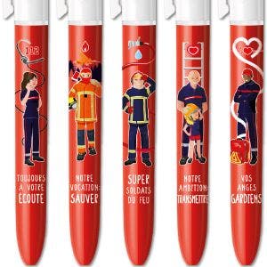 BIC 4 Couleurs Edition Limitée Solidaire Sapeurs-Pompiers - Coffret de 5 stylos