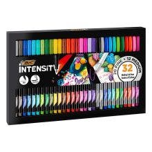 BIC Intensity Writing Felt Tip Pen Set Fine and Medium Points - Assorted Colours, Gift Set