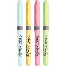 BIC Highlighter Grip Pastel Highlighter Pens Adjustable Chisel Tip - Assorted Colours, Pack of 4