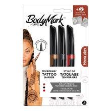  BodyMark by BIC - Stylo pour Tatouage Temporaire - Henna Vibes, Pack de 3+2