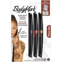 BodyMark by BIC Stylos de Tatouage Temporaire et Pochoirs - Henné - bliter de 3 stylos + 2 pochoirs