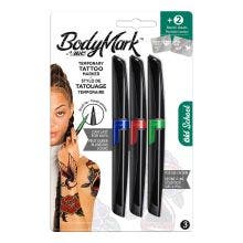 BodyMark by BIC Stylos de Tatouage Temporaire et Pochoirs - Old School - 3 stylos + 2 pochoirs