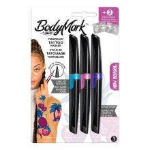 BodyMark by BIC Stylos de Tatouage Temporaire et Pochoirs - New School - 3 stylos et 2 pochoirs