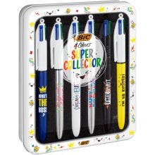 BIC 4 Colours Messages Ball Pens Medium Point (1.0 mm) - Assorted Messages, Metallic Box of 6