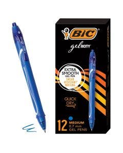 BIC Gel-ocity Retractable Quick Dry Gel Pen, Medium Point, Blue, 12-Count
