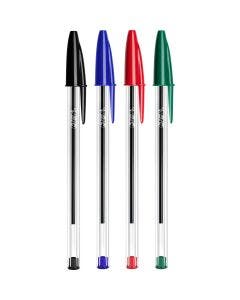 BIC Cristal Original Ballpoint Pens Medium Point (1.0 mm) - Assorted Colours, Pack of 4