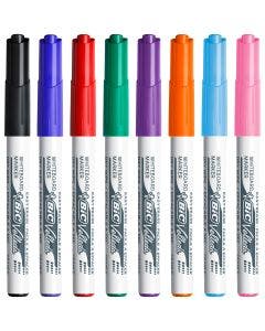 BIC Velleda 1741 Whiteboard Pens Medium Bullet Nib - Assorted Colours, Pack of 8