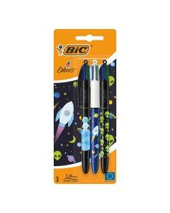BIC 4 Colours Decors Space Universe Series, Pack of 3