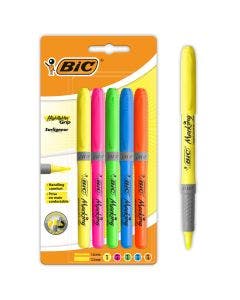 Verschiedene Farben BIC Highlighter Grip Decor Textmarker mit Keilspitze 5er Pack