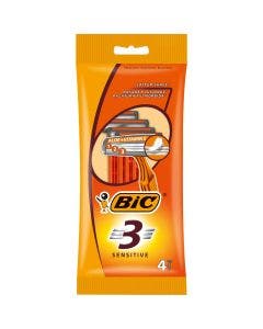 BIC 3 Sensitive Rasoirs Jetables pour Homme - Pochette de 4