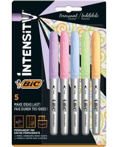 BIC Intensity - Marqueurs créatifs, couleurs pastel assorties, blister de 5