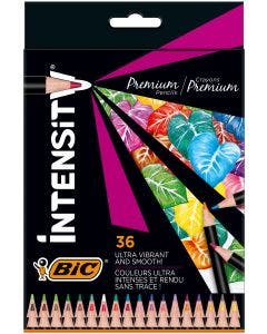 BIC Intensity Crayons de Couleur - Couleurs Assorties, Etui Carton de 36