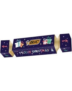 BIC Cracker de Noël - Kit Coffret Cadeau de Papeterie avec 43 Stylos-Bille/3 Marqueurs/10 Autocollants