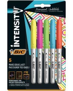 BIC Marking Permanent Markers - Assorted Intense Colours, Pack of 5