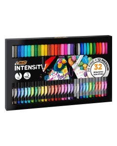 BIC Intensity Writing Felt Tip Pen Set Fine and Medium Points - Assorted Colours, Gift Set