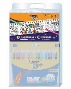 BIC Kids - Kit Banderole de Noël  à Colorier - 1 banderole + 18 feutre BIC Kids Kid Couleur