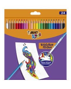 BIC Kids Evolution Illusion Crayons de Couleur Effaçables - Couleurs Assorties