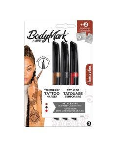 BodyMark by BIC Temporary Tattoo Marker - Henna Vibes, Pack of 3+2