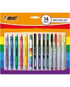 BIC Rainbow Writing Set, Gel Pens, Ball Pens, Felt Pens - Assorted Ink Colours, Pack of 14