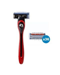 BIC Shave Club 5 Neo - 1 an de rasage - 1 manche rouge + 36 recharges de 5 lames