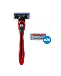 BIC Shave Club 5 Blades Neo - 6 months of shaving - 1 Red Handle + 20 Refills of 5 Blades Cartridges