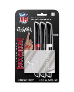 BodyMark by BIC, Temporary Tattoo Marker, NFL Series, Skin Safe, Brush Tip, Assorted Colors, 3-Pack with Stencils