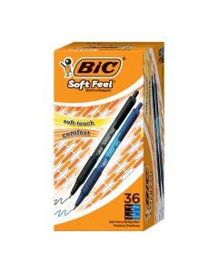 BIC Soft Feel Retractable Ball Point Pen Medium, Assorted, 36 Pack
