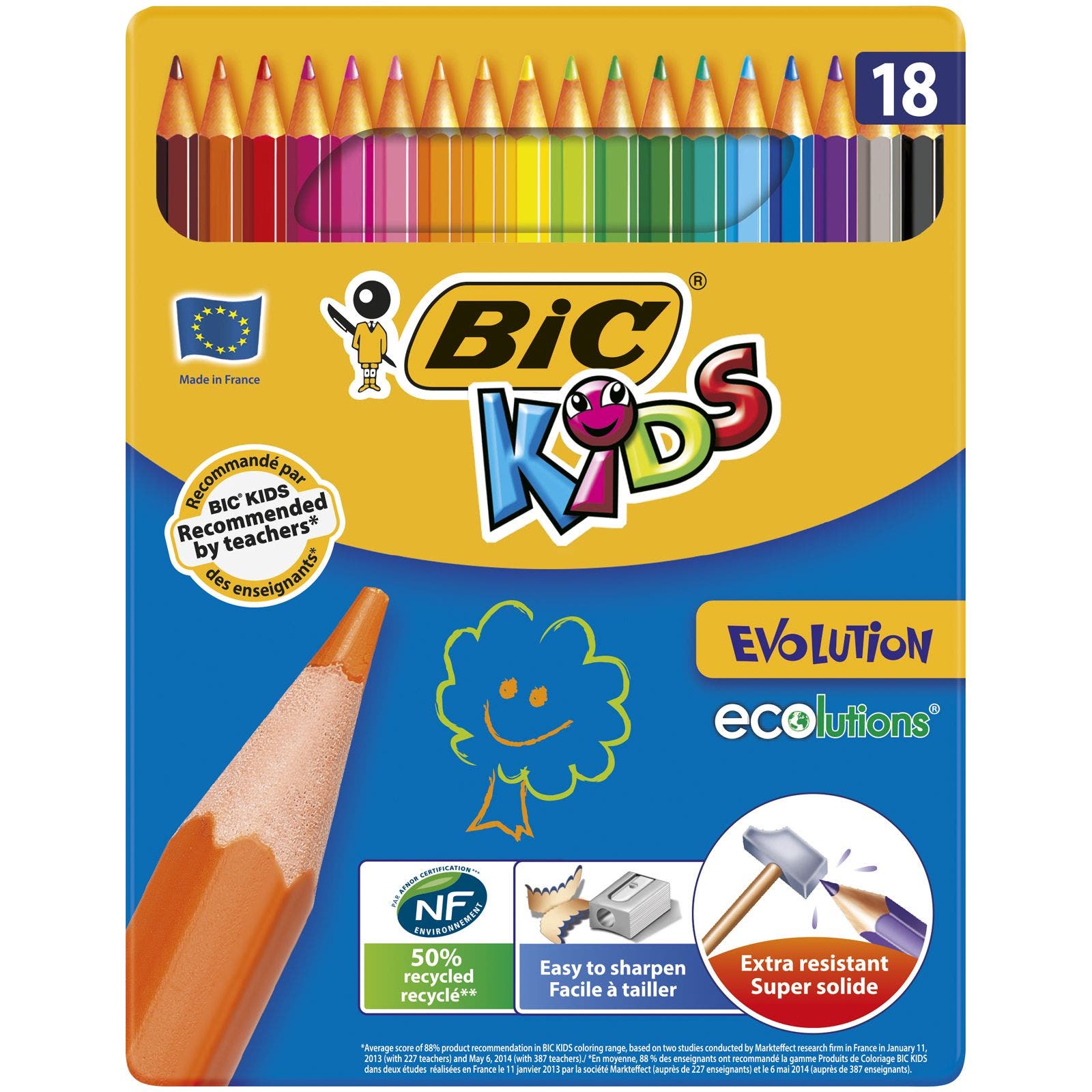 BIC Kids Crayons de Couleur Coloris Assortis Etui Carton de 36 