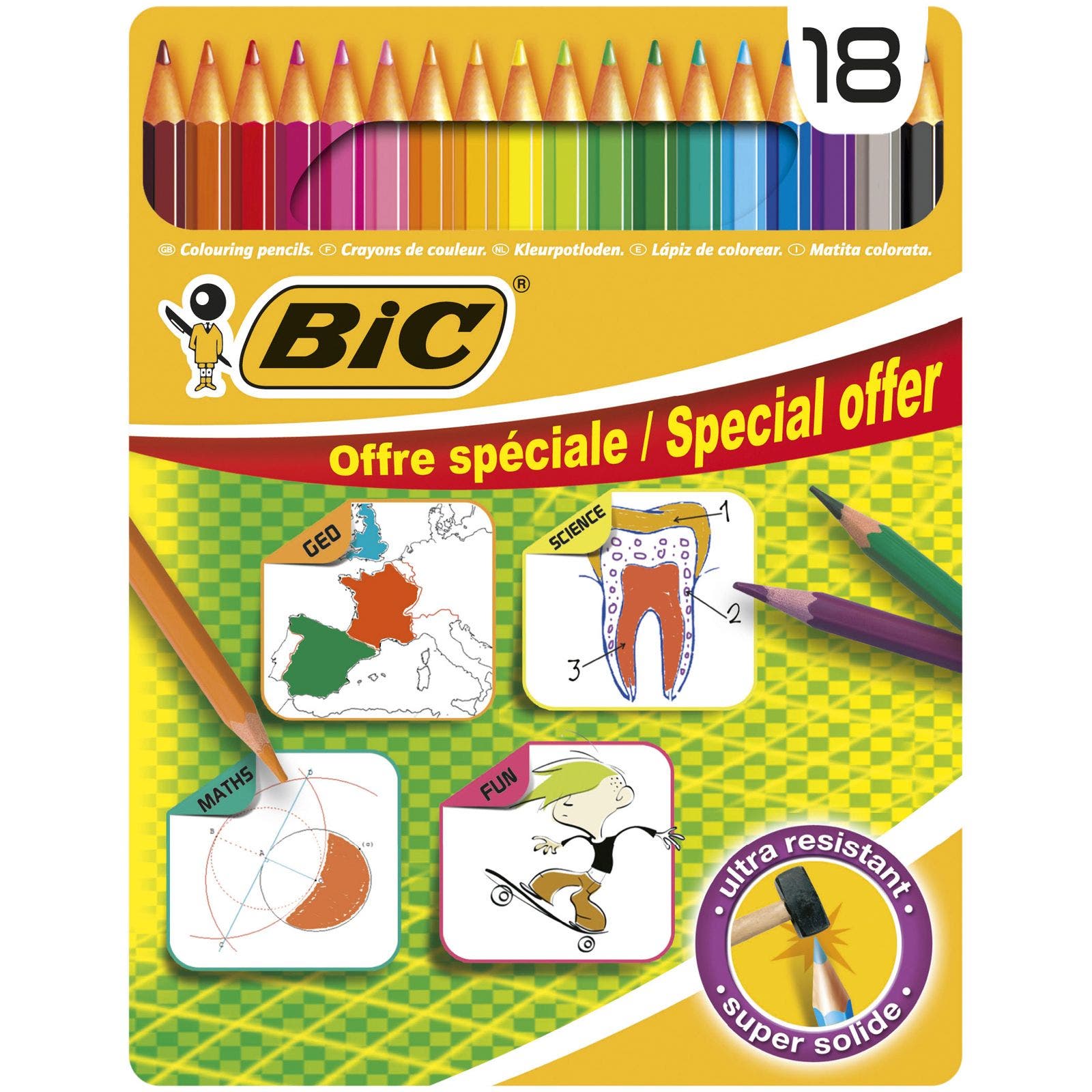 Crayons de couleur Bic Kids Evolution - 18 crayons écologiques - Crayon de  coloriage - Creavea
