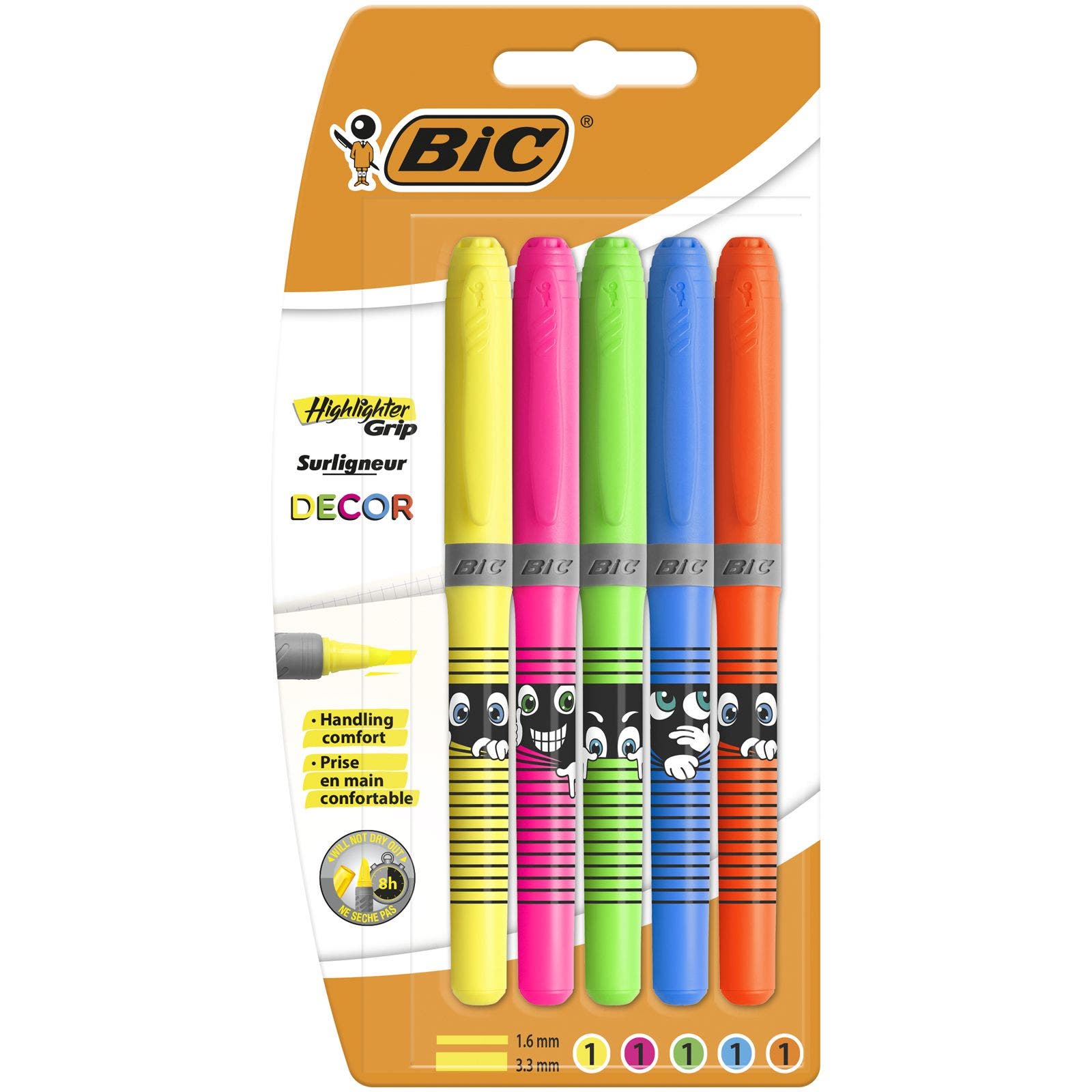 Green Box of 12 BIC Highlighter Grip Pens
