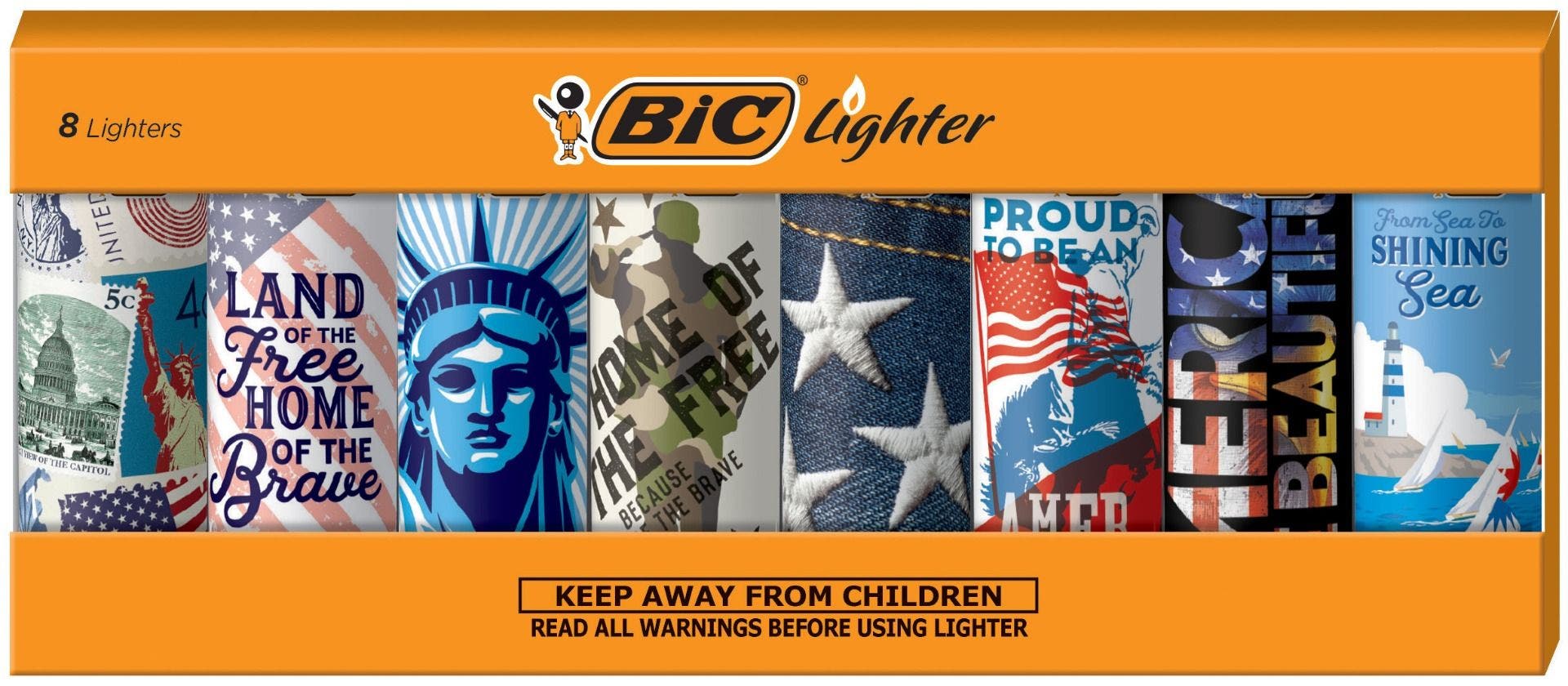BIC Multi-purpose Lighter 2 Pack Patriotic American Flag Edition 