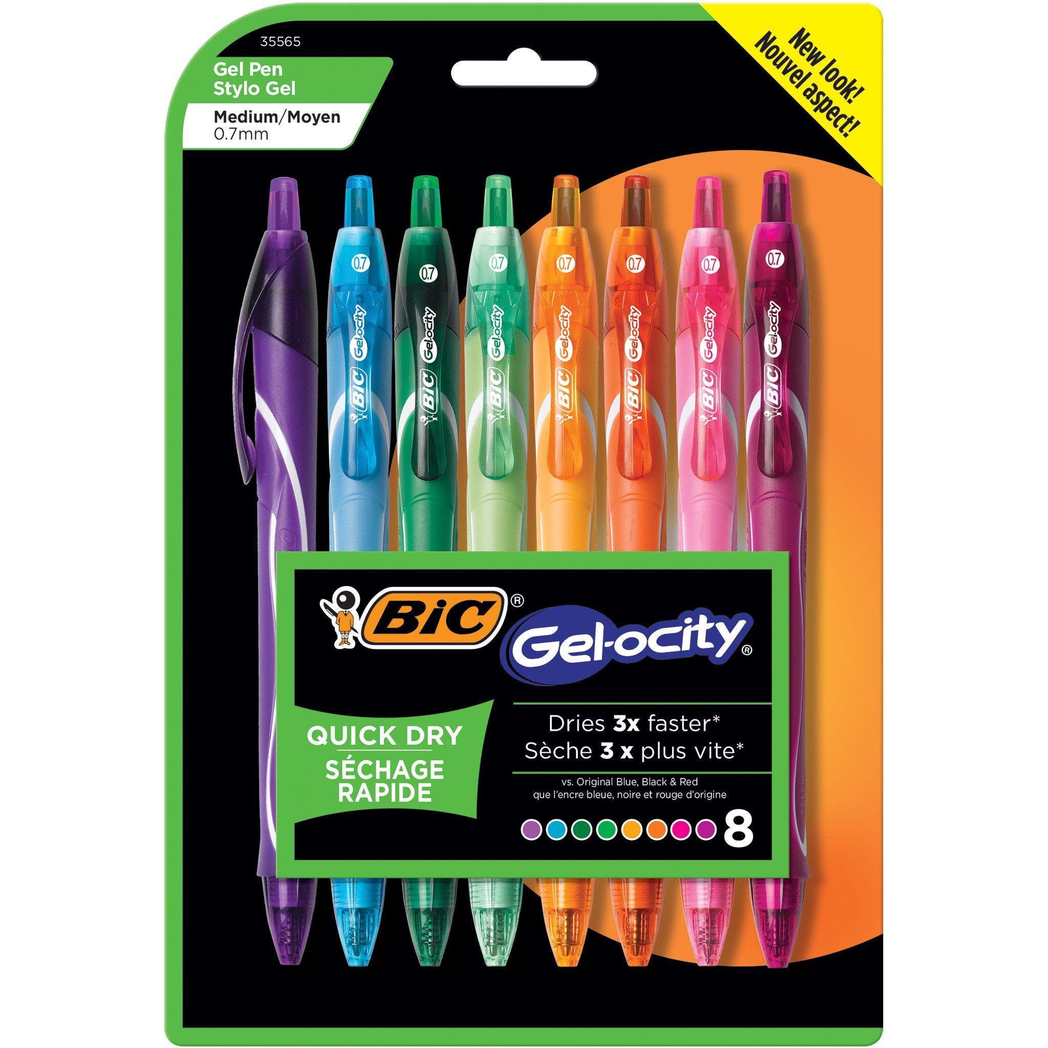 24 Pens Assorted Colors BIC Gel-ocity Original Retractable Gel Spinner 