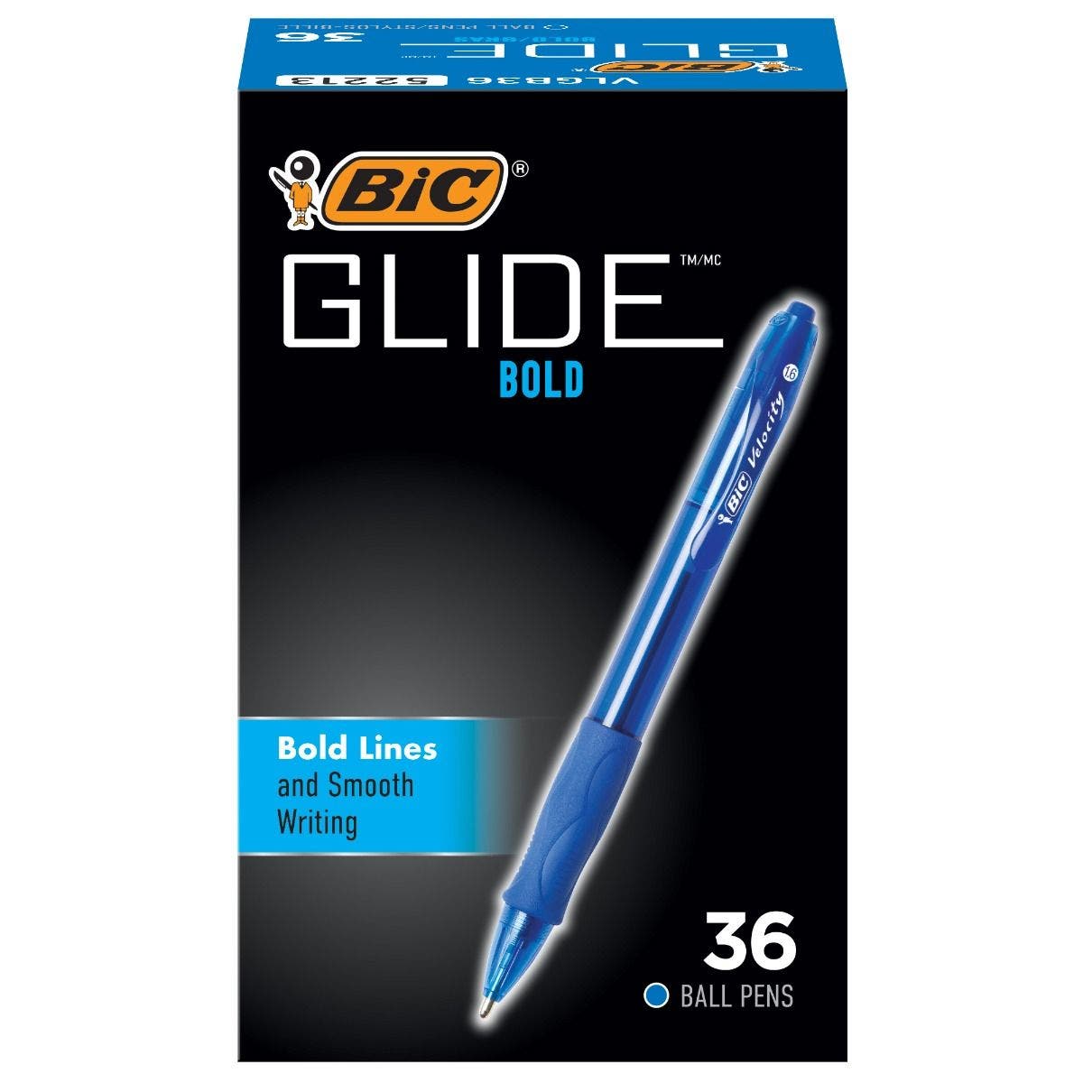 Blue 12 Count 1.6mm Bold Point BIC Velocity Bold Retractable Ball Pen 