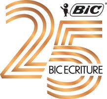Logo BIC 25 ans écriture de l'usine de Marne La Vallée