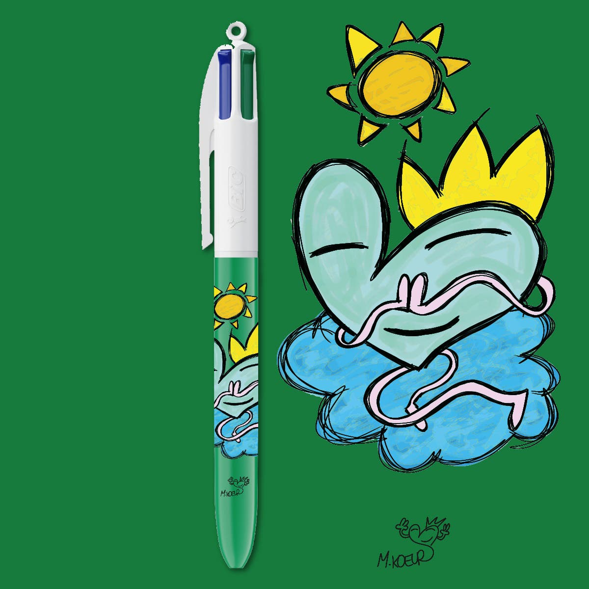 Collection BIC 4 Couleurs BIC x M.Koeur - Stylo Vert