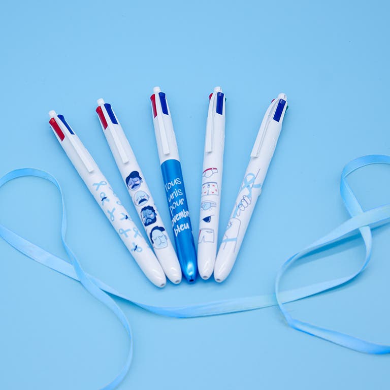Collection BIC 4 Couleurs Novembre Bleu - photo ruban - lutte contre les cancers de la prostate et des testicules