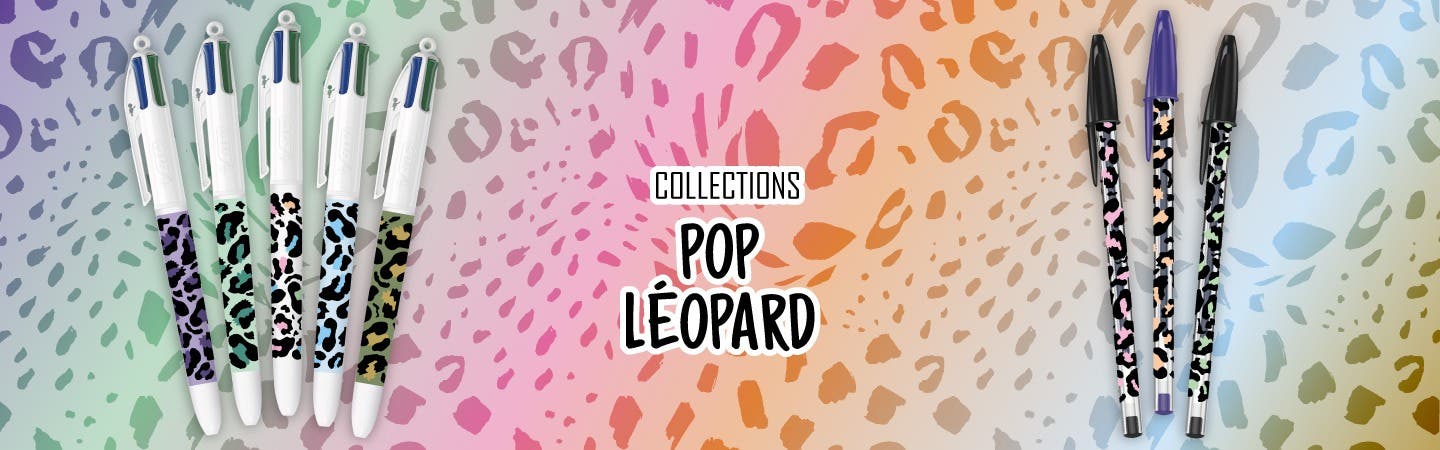 Collections BIC 4 Couleurs et BIC Cristal Pop L&eacute;opard