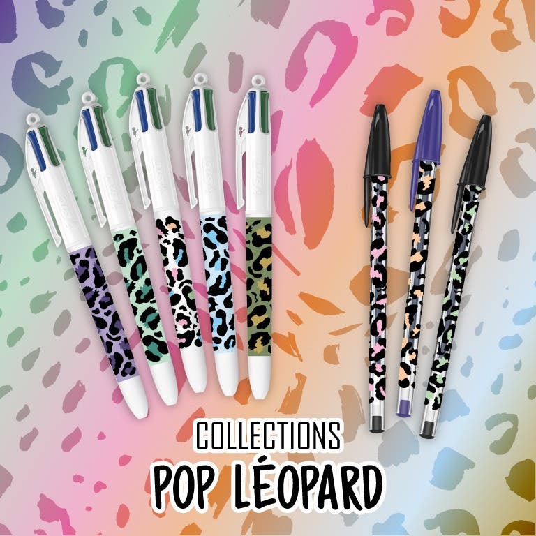 Collections BIC 4 Couleurs et BIC Cristal Pop L&eacute;opard