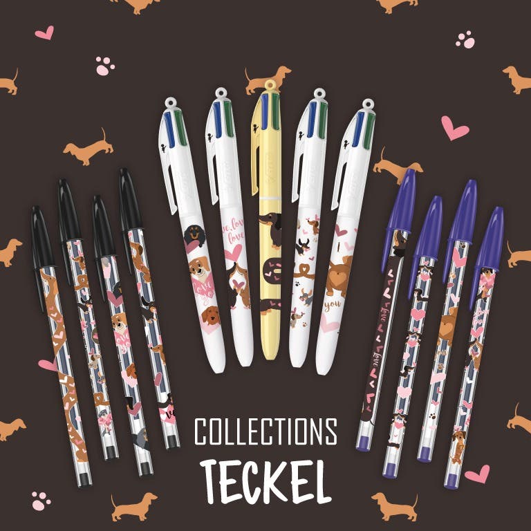 BIC 4 Couleurs Teckel et BIC Cristal Teckel