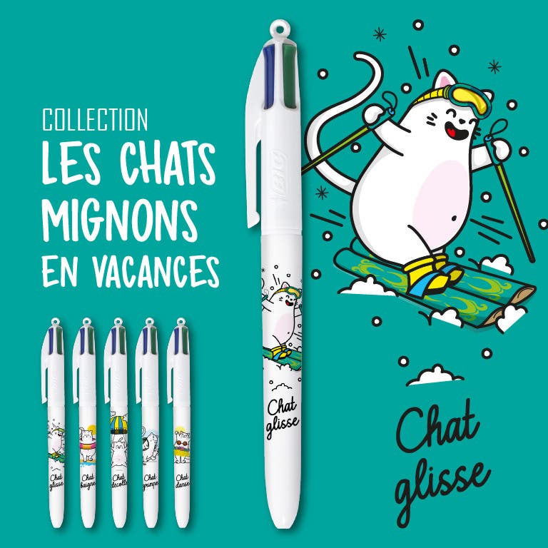 Collection BIC 4 Couleurs Les Chats Mignons en Vacances