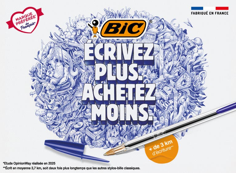 Ecrivez plus. Achetez moins. Plus de 3 km d'écriture avec un BIC Cristal